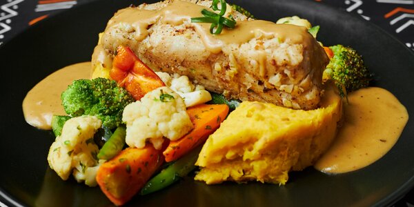 Spicy Steamed Line-Fish with Roasted Pumpkin Mash