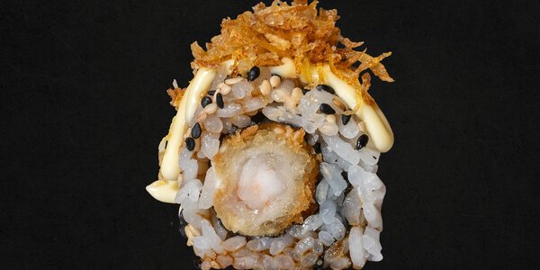 156 - Uramaki tempura di gamberone, philadelphia, teriyaki e crispy di patate [8 Pezzi]