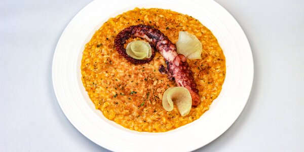 creamy risotto with octopus,