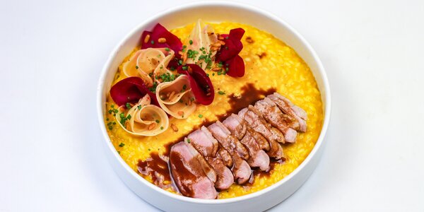 pumpkin risotto with duck breast, 