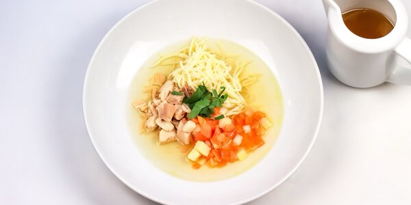 chicken broth with meat, 