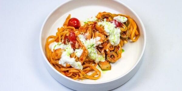 linguine with artichokes and stracciatella, 