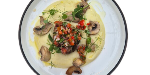 Grilled pork neck with potato and fennel puree,