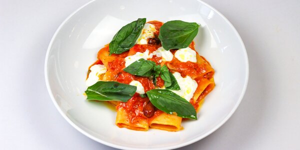 paccheri with tomato marinara sauce,