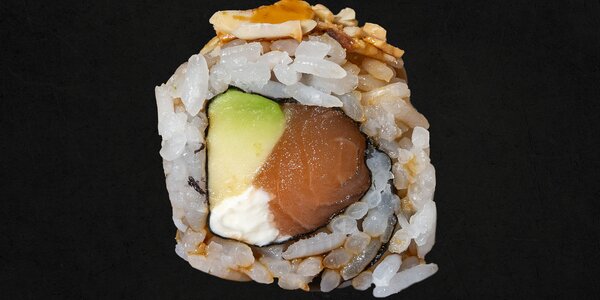 93 - Uramaki salmone, mandorle croccanti e teriyaki [8 Pezzi]