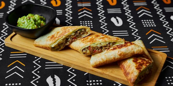 Chicken or Beef Suya Chimichanga