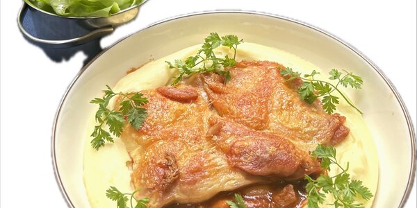 chicken thigh with potato purée