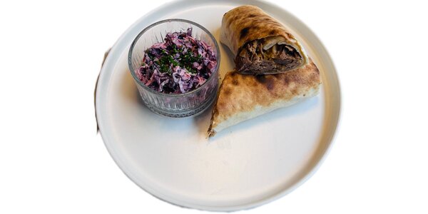 wrap with pulled pork,