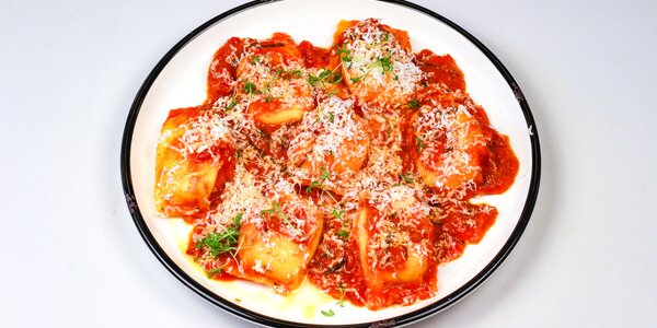 hand folded agnalotti stuffed with smoked scamorza and ricotta,