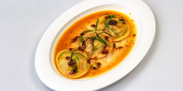 ravioli plnené krevetami,