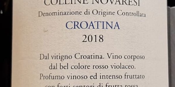 Croatina DOC, Colline novaresi, Lorenzo Zanetta, Sizzano (NO)