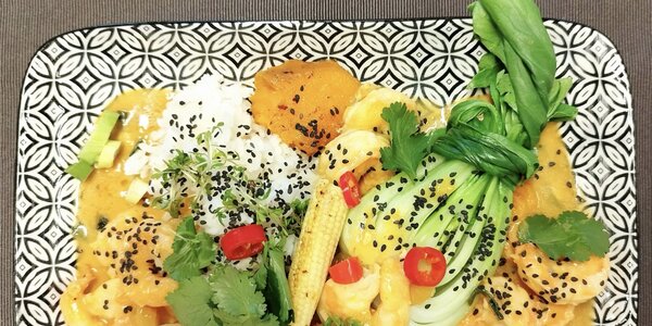 150g Thajské curry s krevetami,zeleninou a ryžou