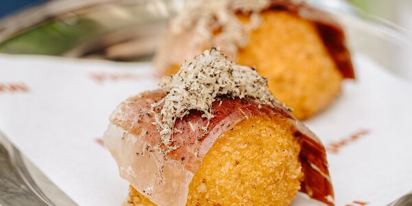 Cheese croquettes, jamon and black truffle