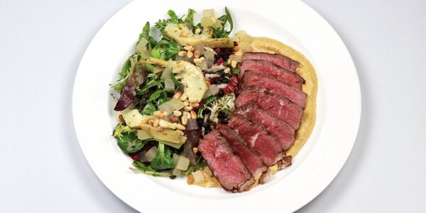 baklažánové baba ganush a rump steak, 