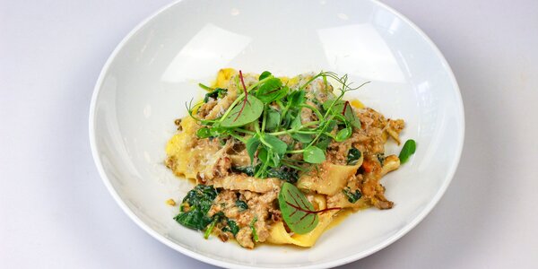 pappardelle with veal ragout and root vegetable,