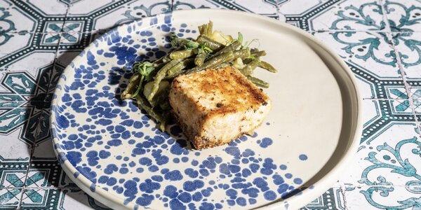 Ombrina panata ed insalata di fagiolini