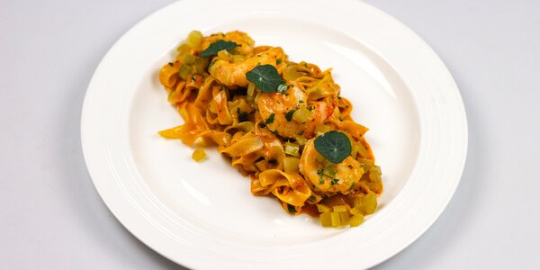 fettucine with tiger prawns, 